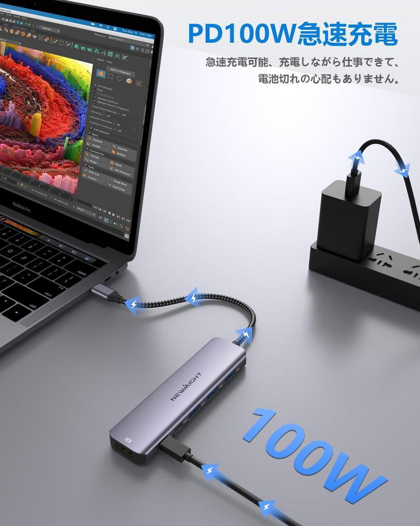 USB C Hub Adapter Hdmi HDMI 2 Ports X 3 Ports 5Gbps High Speed Data Transfer PD 100W Fast Charging Adapter Usb C Hdmi Compatible with Macbook Hub