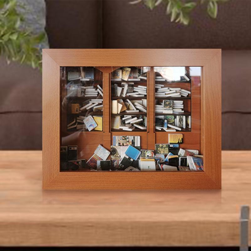 Miniature Bookshelf Ornament Stress Relieving Miniature Book Boxes Display Shelf Deformation Resistance Stylish for Bookstore