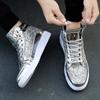 New Man High Top Sneakers  Glitter Men Ankle Boots Fashion Non-slip Casual Shoes  Hip Hop Men Boots