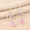 Натуральный Розовый Халцедон Драгоценный Камень 925 Стерлинговое Серебро Ювелирные Изделия Подвесные Серьги 2.0" EE-140-13