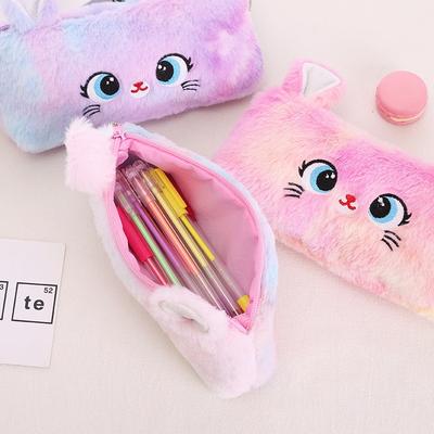 Кавайи Большая вместительная пенал-кошка на молнии Мультяшная девочка Сумка для хранения Пенал для ручек Back to School Канцелярские принадлежности