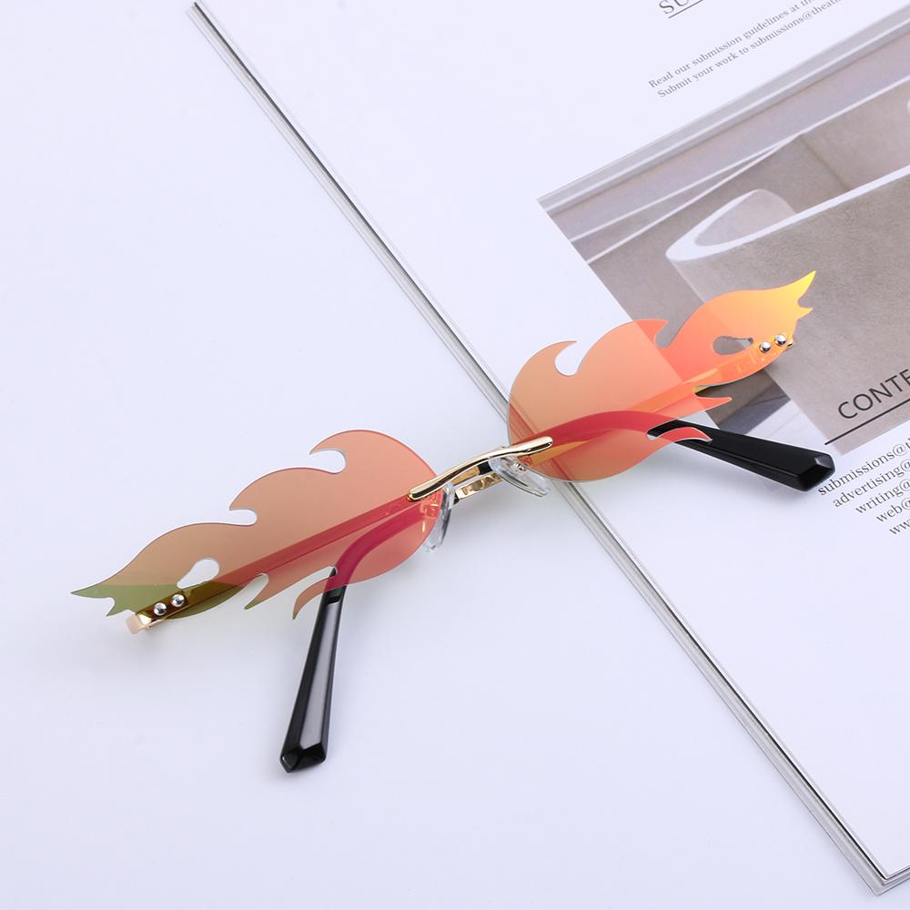 Streetwear Trending Eyewear Fire Flame Rimless Wave Sun Glasses Fashion Sunglasses