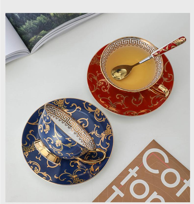 Европейская кофейная чашка из костяного фарфора, набор чайных принадлежностей для кафе, набор ложек и блюдец, роскошная керамическая кружка, фарфоровая чайная чашка высшего качества, посуда для вечеринок