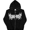 Grunge Zip Up Hoodie Streetwear Letter Printed Long Sleeve Sweatshirts Gothic Punk Y2k Autumn Winter Female Hoodie Women Tops