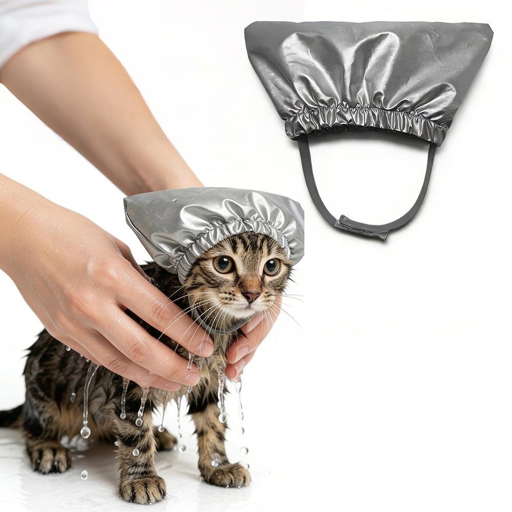 Reusable Pet Shower Cap Adjustable Waterproof Headgear Premium Bath Ear Covers Dog