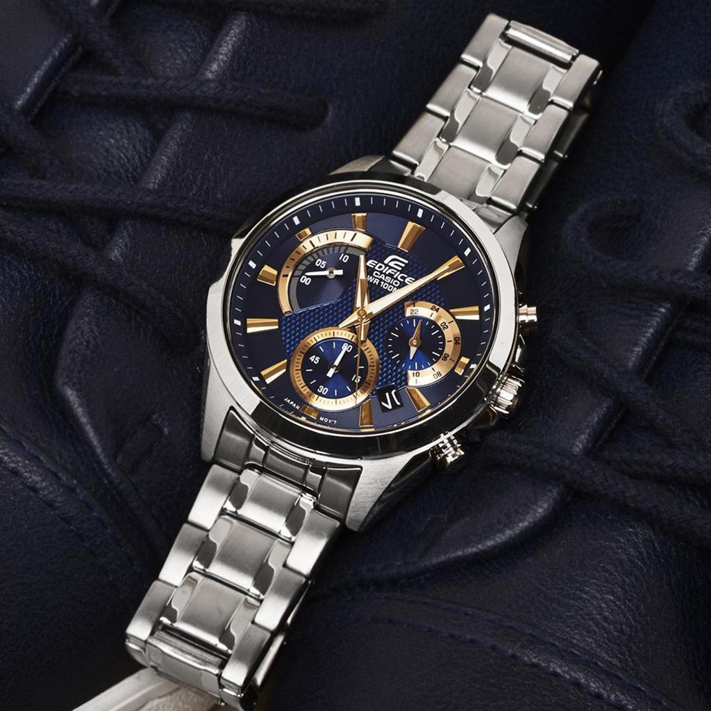 Casio Edifice Водонепроницаемые до 100 метров Кварцевый механизм Стальной ремешок Мужские часы Синие EFV-580D-2AVUDF