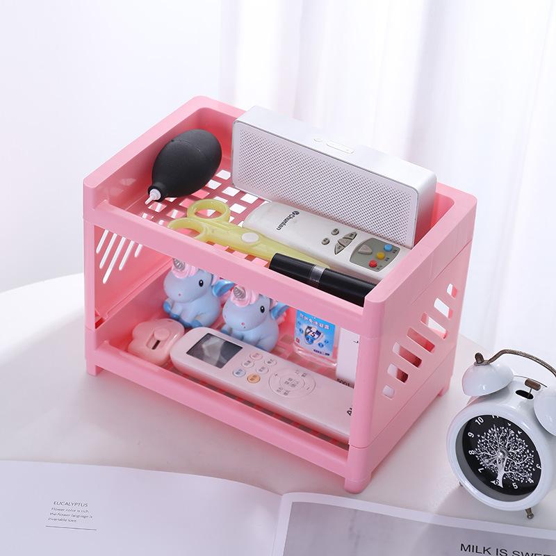 1PC PP Desktop Double Layer Storage Rack Rectangular Organizing