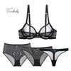 Transparent Underwear Set 4pcs Bras+Panties+Thongs+High Waist Briefs