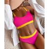 High Waist Pit Bar Contrast Splice Tank Top Bikini Sets Split Swimsuit Women's Backless Swimwear