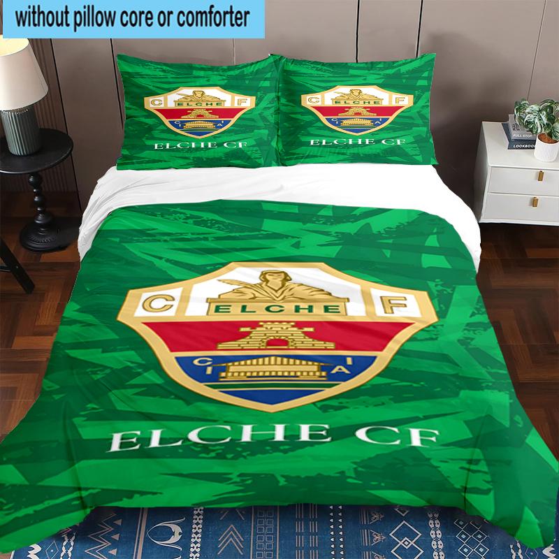 3PCS Football Elche Crest Design Bedding Set,Including 1pc Duvet Cover And 2pcs Pillowcases Perfect for Bedroom, Dormitory, Fan Christmas gift