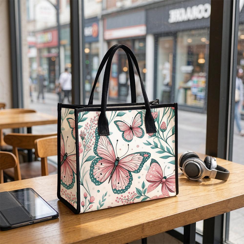 Butterfly Print Tote Bag Fashion Casual Large Capacity Ladies Handbag for Daily Shopping Travel