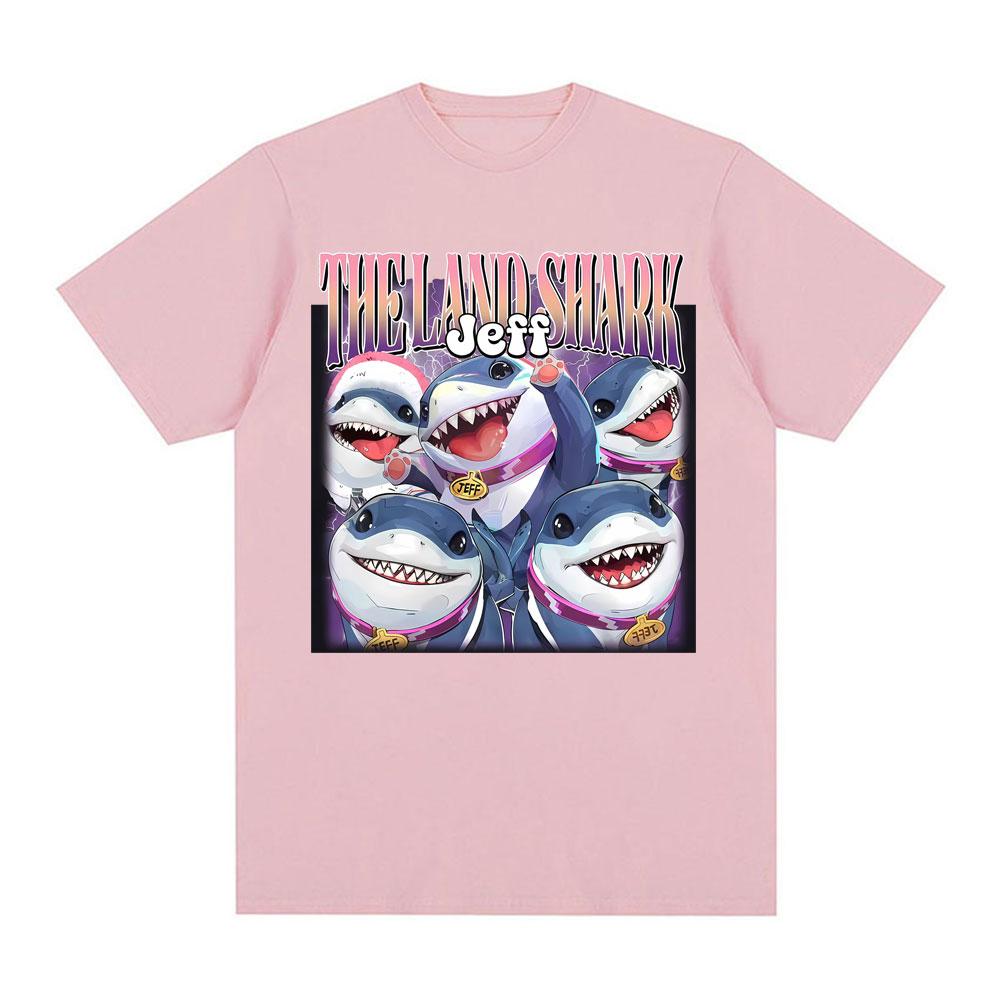 Jeff The Landshark Superhero Shark Printed Tshirts Unisex Women Street Vintage Hot Sale T Shirt Short Sleeve ONeck Cotton Tshirt