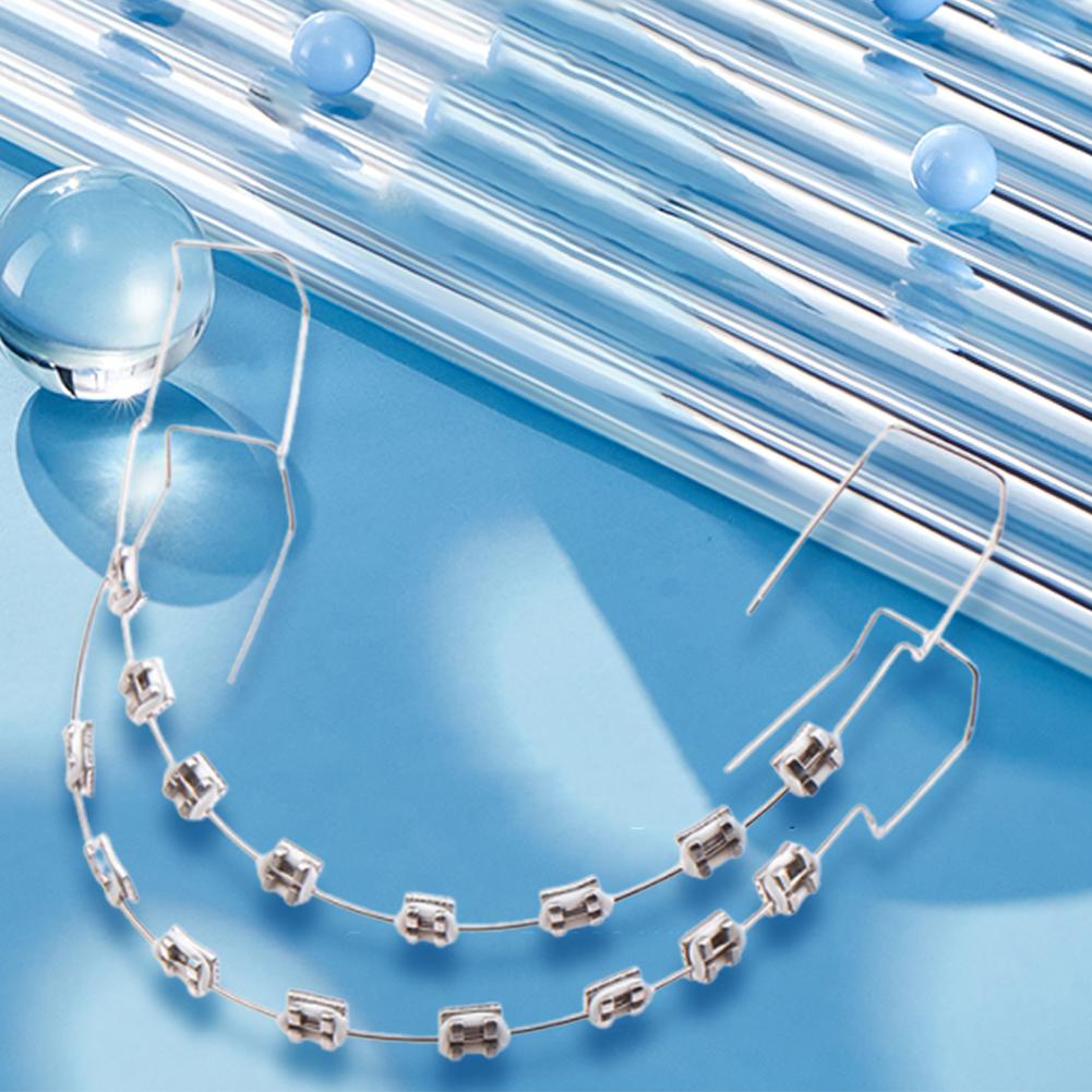 1 пара стоматологических фейковых брекетов с коробкой для хранения Временное украшение зубов Металлические дуги Брекет Ортодонтические лигатурные резинки Стоматологический инструмент