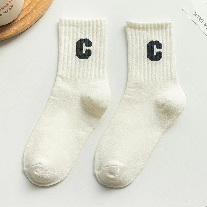 Женские полосатые носки средней длины для похудения, универсальный высококачественный модный дизайн для осени/зимы, стиль Forest Campus с буквой C