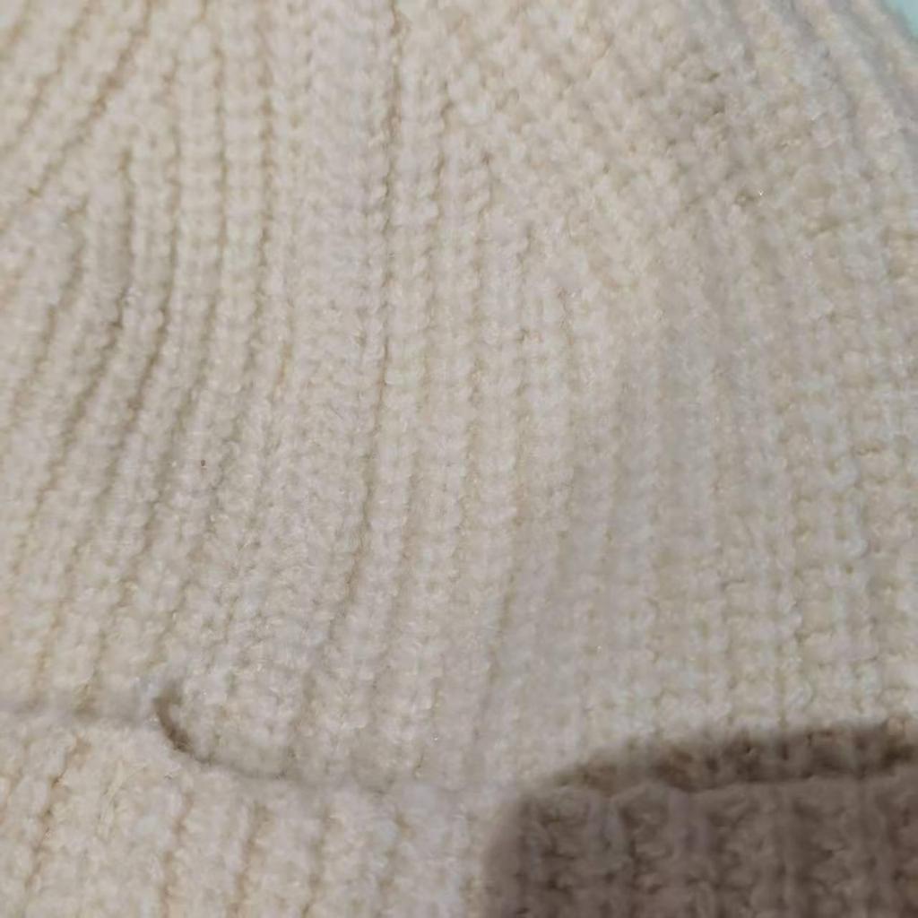 Unisex Ribbed Wool Knit Beanie with Crocodile Embroidery - Solid Color Winter Hat