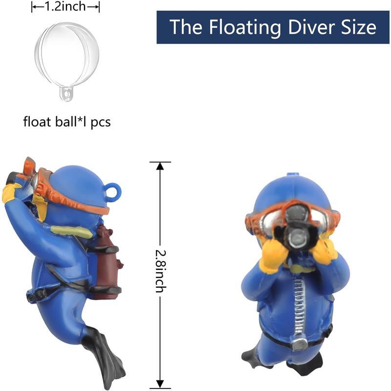 Floating Fish Tank Decorations, Aquarium Decorations, Lovely Diver Fish Tank Decorations, Floating Device Fish Tank Accessories
