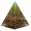 Tree of Life Peridot and Tiger's Eye Crystal Pyramid Stone for House Protection, Feng Shui Items for Good Luck Reiki Healing Chakra Pyramid