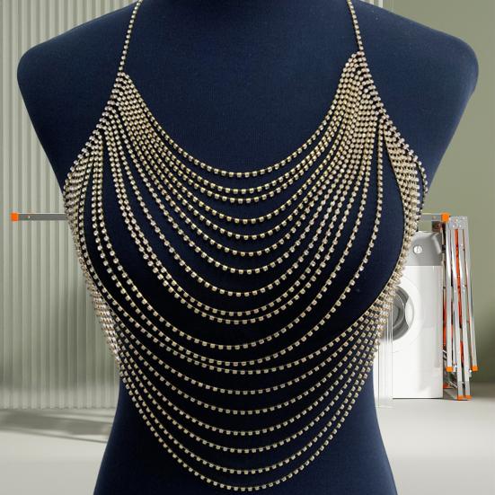 Универсальная цепочка на грудь со стразами, многослойный дизайн, легкая цепочка для тела, женский сексуальный аксессуар для тела