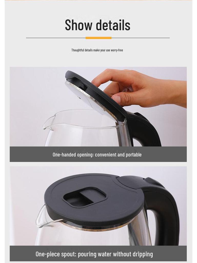 Электрический чайник с двумя напряжениями 110 В/220 В, нержавеющая сталь и стекло с синей светодиодной подсветкой