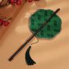 Rollable Long Handle Fan Rotatable Group Fan Portable Chinese Bamboo Waist Fan  Gifts
