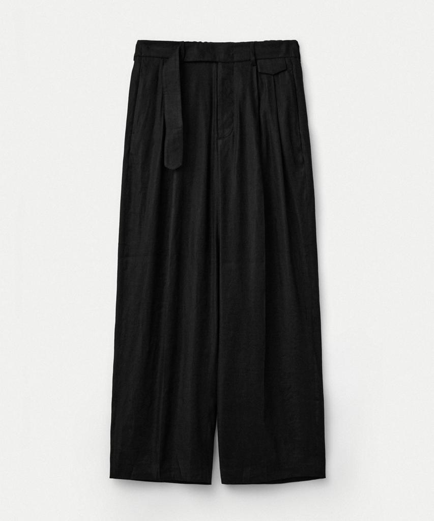 UMARMUNG Elastic Linen Belted Pants_Black