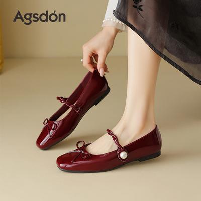 Августин Мэри Джейн Женская обувь 2025 Лето Новые Красные Балетки с Юбками Красивые Темпераментные Сандалии