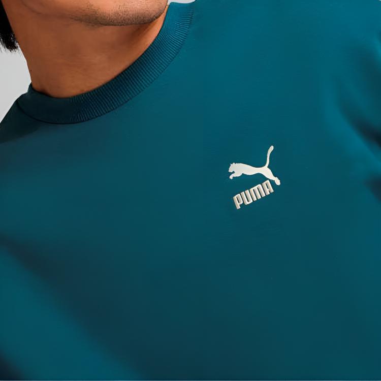 Puma Удобный свитер с круглым вырезом, однотонный свитшот, унисекс, цвет холодный-светло-зеленый 626109-75