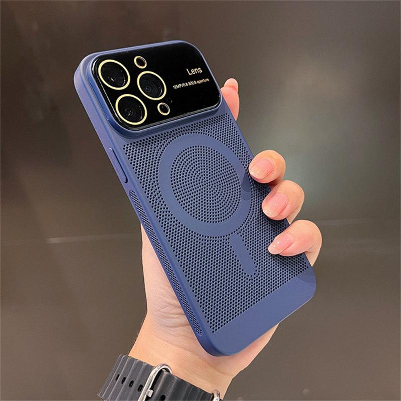 Magsafe Magnetic Phone Case for iPhone 11 12 13 14 Pro Max Plus Fashion Heat Radiation Lens Protection Ultra Thin PC Hard Cover