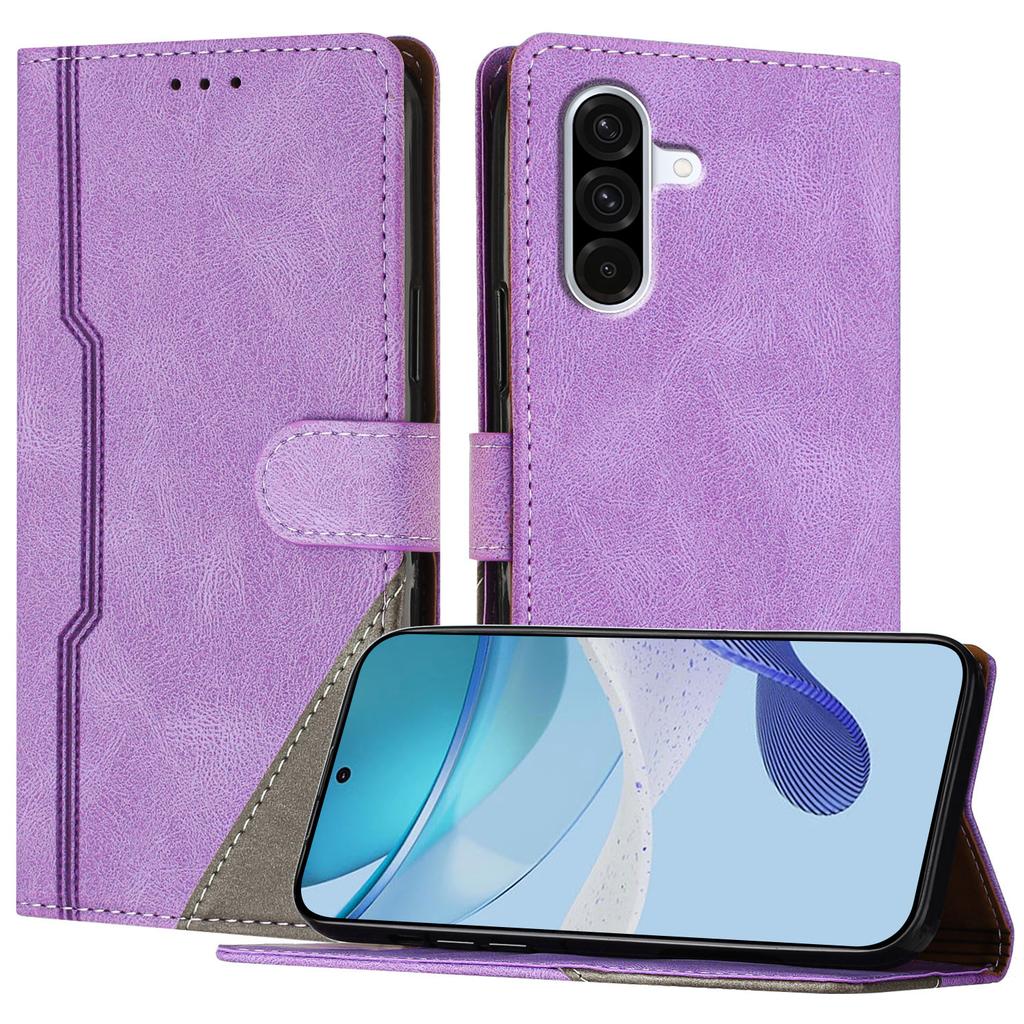 For Samsung Galaxy A36 5G Leather Case Triangle Patchwork Wallet Stand Shockproof Phone Cover