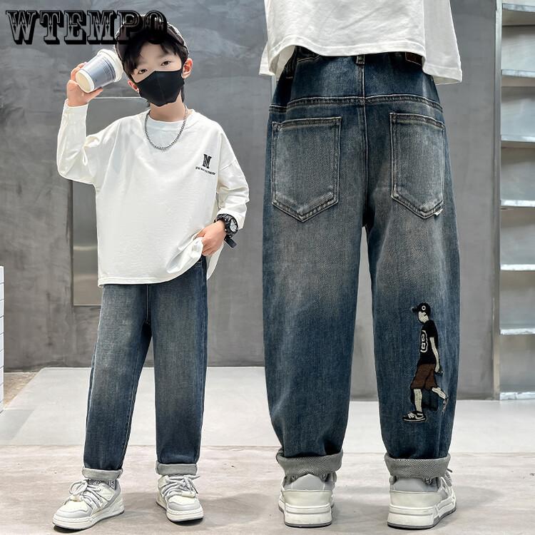 Джинсы для мальчиков Весна и Осень Брюки папы Детские джинсы для мальчиков Модные детские джинсы Свободные