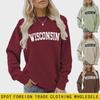 European and American Women's Wisconsin Printed Loose Sweatshirt - Autumn/Winter Casual Round Neck Top