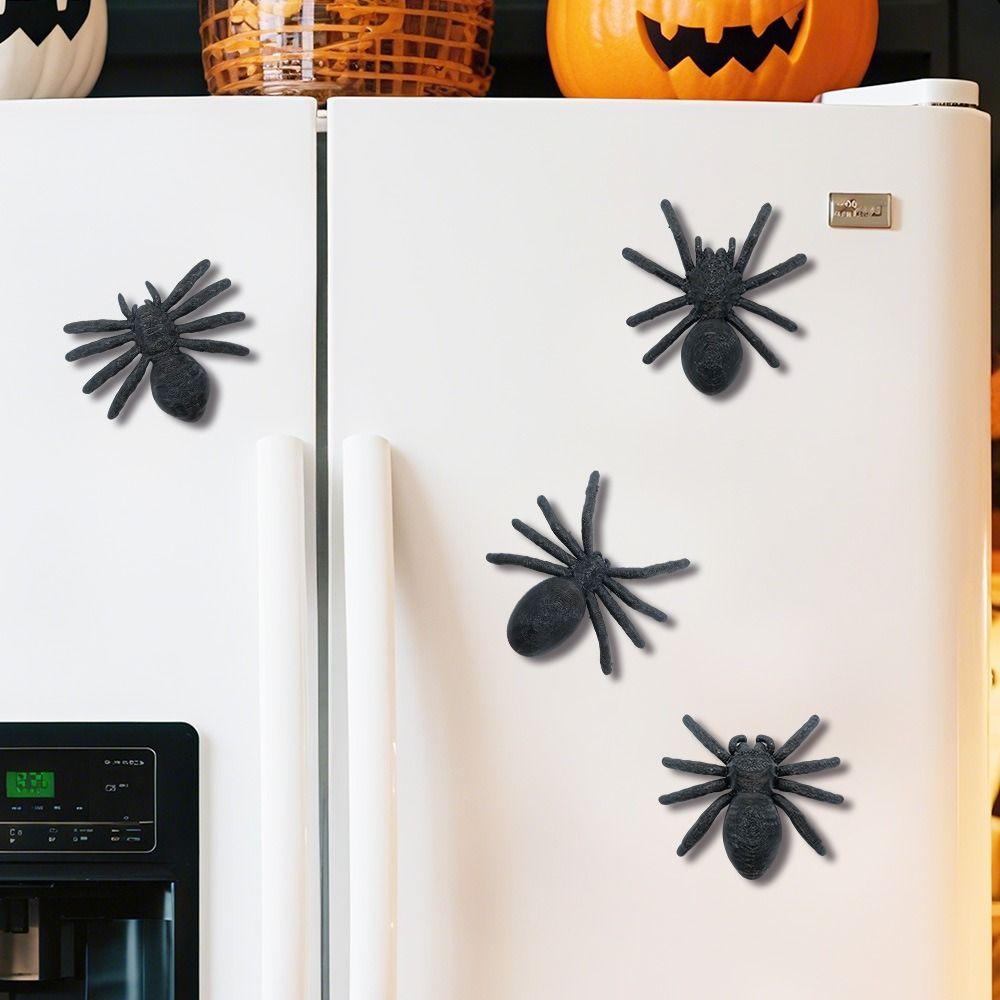 4/6PCS 3D Bat Refrigerator Sticker Bat Spider Trick Props Spider Magnetic Decals Haunted House