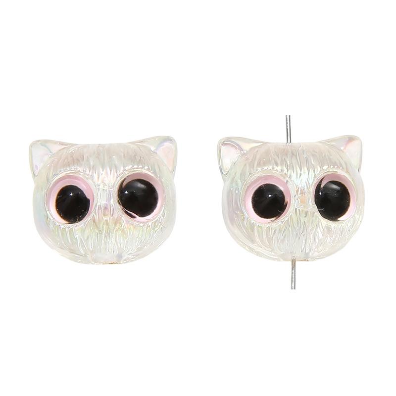 Handmade Beads Acrylic Cartoon Animal Cat Beads Small Waking Lion Straight Hole Beads Children's Handmade Diy Beading String Jewelry Accessories