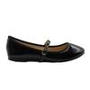Womens/Ladies Josie Patent Faux Leather Straps Ballerina Flats
