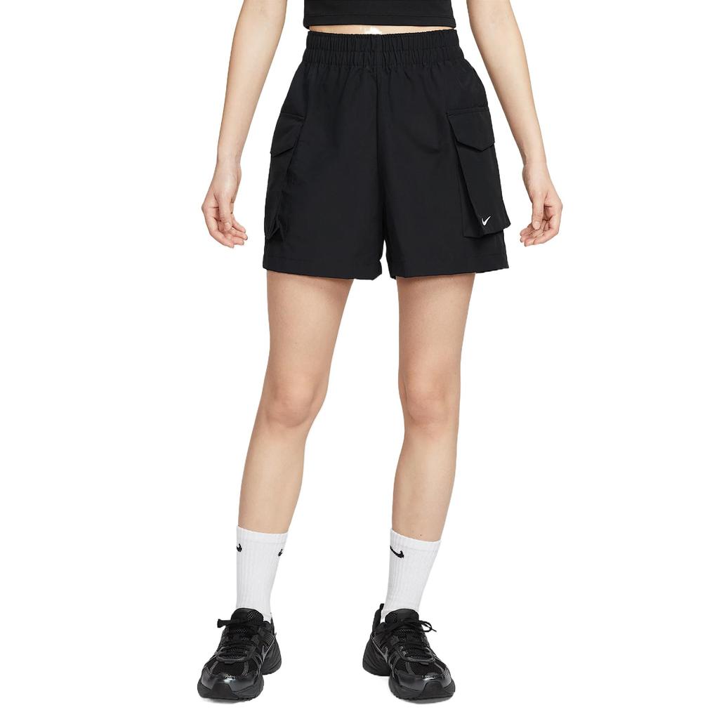 Nike Спортивная одежда Essentials Удобная Модная Повседневная Универсальная Однотонная Шорты карго Женские шорты Черный Белый HM6983-010