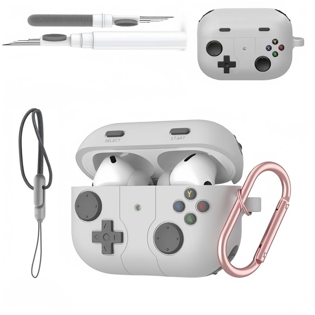 Для чехла для Airpods Pro 3 с брелоком Мягкий силиконовый защитный чехол-накладка с дизайном классической игровой консоли для Airpods Pro 3 (черный)