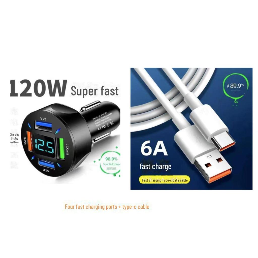 Многофункциональное автомобильное зарядное устройство 2024 года для мобильных телефонов, совместимое с Apple и Huawei