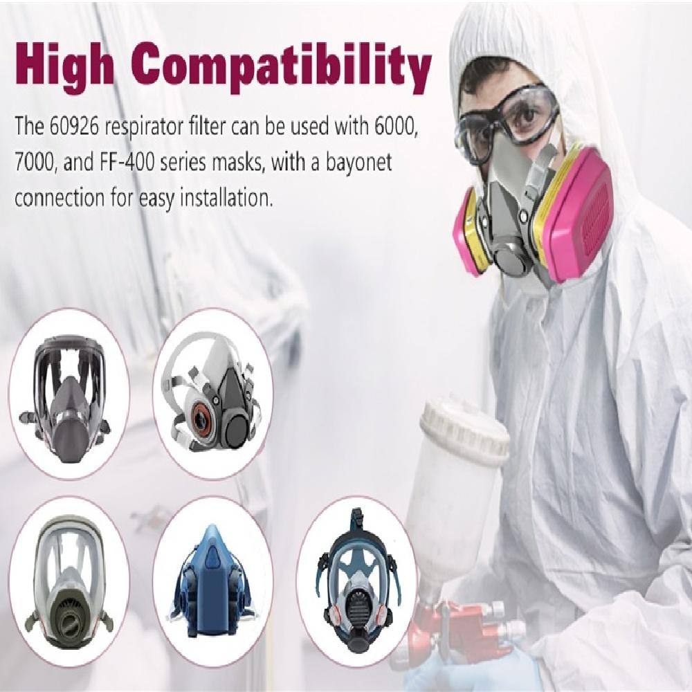 60926 Сменные фильтры для респиратора, Химические фильтры от органических паров, Совместимые с респираторами 6200, 6800, 7502, 7503