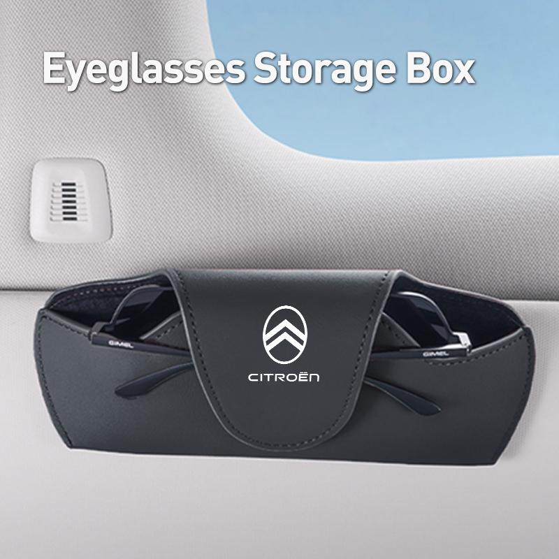 Leather Car Glasses Box Sunglasses Storage Holder For Citroen C3 C5 C1 C2 Berlingo Celysee Cactus Picasso Aircross Saxo Grand
