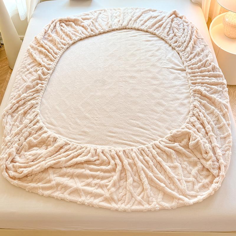 Жаккардовый Зимний Толстый Теплый Коралловый Плюшевый Наматрасник Высокая Эластичность Нескользящий Дышащий Подходит для Спальни Мягкая Простыня