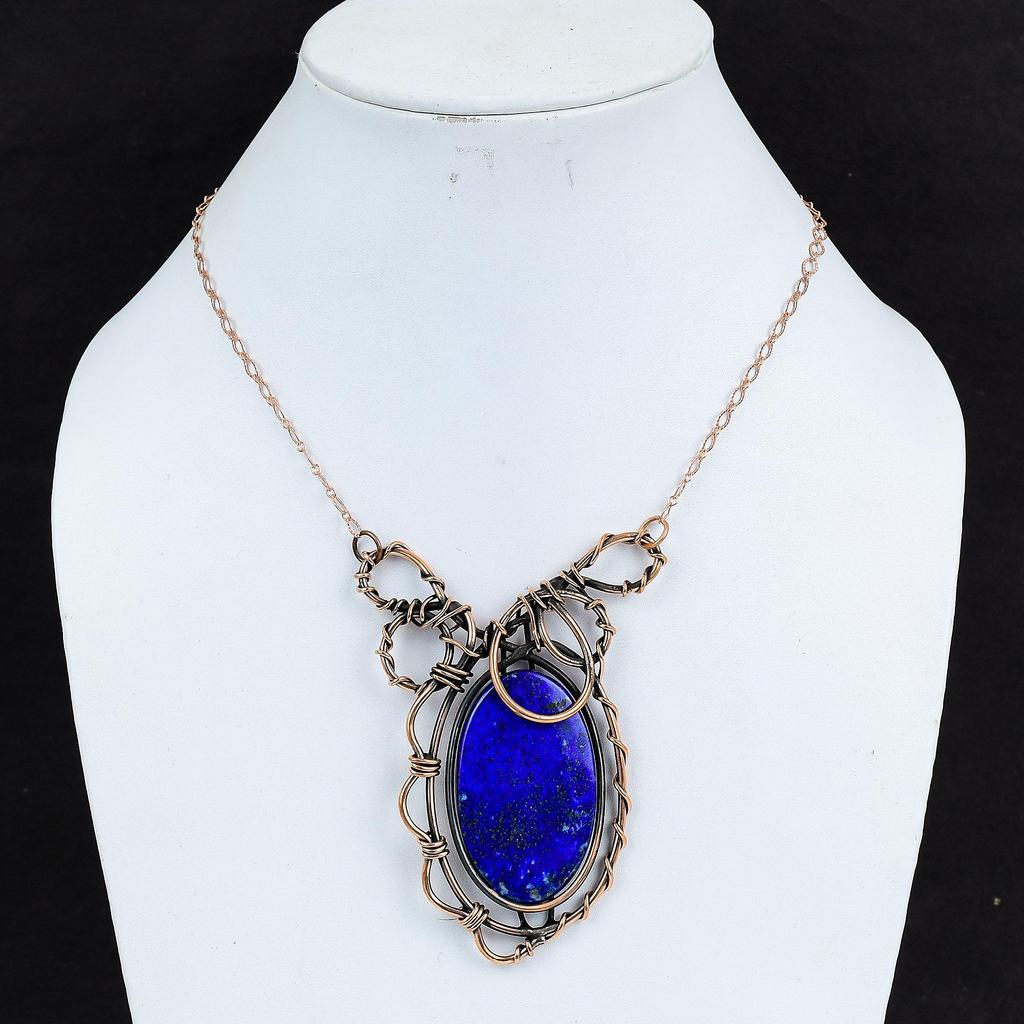 Ожерелье из лазурита, ожерелье из медной проволоки с драгоценными камнями, ювелирные изделия ручной работы, регулируемое ожерелье из медной проволоки, ювелирные изделия в подарок маме