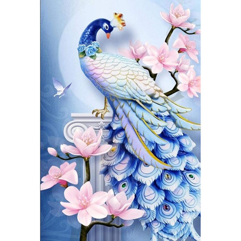 5D DIY Diamond Embroidery Animal Peacock Cross Stitch Diamond Painting Full Round Drill Picture of Home Christmas Present