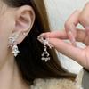 Изысканные рождественские серьги-качалки: Серебряная игла с цирконом и бантом, корейский стиль для женщин