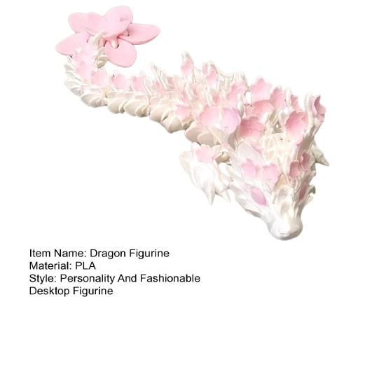 Игрушка-фиджет «Дракон с цветущей сакурой», 3D-печатная фигурка дракона с цветком и подвижными суставами, снятие стресса, украшение для рабочего стола, сувенир