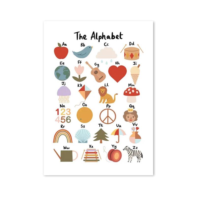 Seasons Shapes Colors Alphabet Educational Wall Art Canvas Painting Posters and Prints Wall Pictures for Kids Room Home Decor