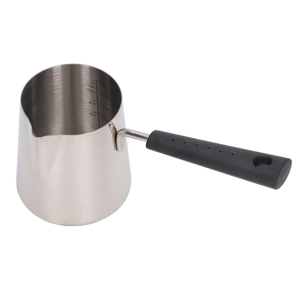 Coffee Milk Frothing Pitcher Cup 304 Stainless Steel Long Handle Milk Pitcher Pointed Tip Latte Frothing Cup with Scale