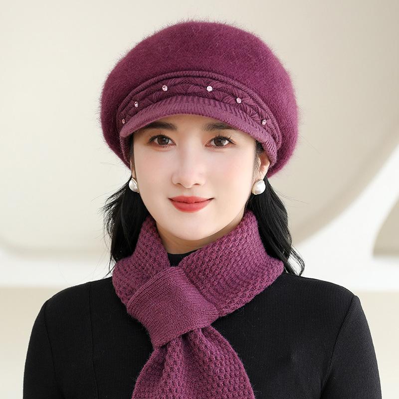 Зимние шапки для женщин, мам, пожилых людей среднего возраста, шерстяные шапки для езды на велосипеде, мягкие, толстые, теплые вязаные шапки