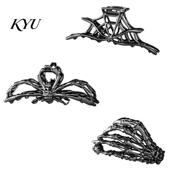 Strong Hold Hair Clips 3Pcs Halloween Claw Clip, Hollow Spider Web Ghost Hand Accessories Non Slip Alloy Clamp, Gothic for Women Metal