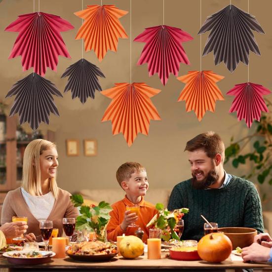 9 шт. осенняя вечеринка кленовые листья бумажные веера деревенский подвесной бумажный веер украшение для осени День благодарения день рождения детский душ свадьба декор