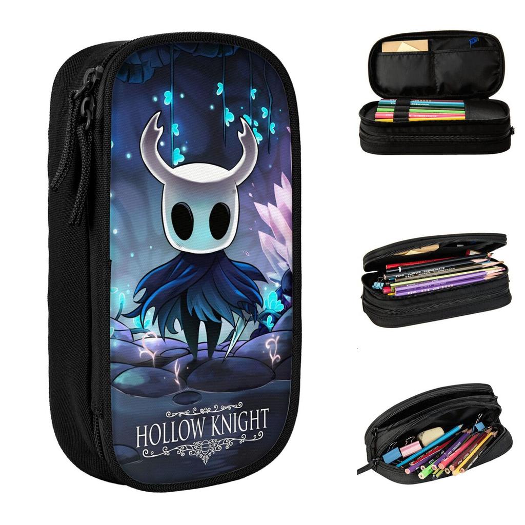 Пенал большого объема Hollow Knight Забавные Игровые Мерч Двухслойная Пенал-сумка Женская Сумка для Макияжа Удивительный Подарок